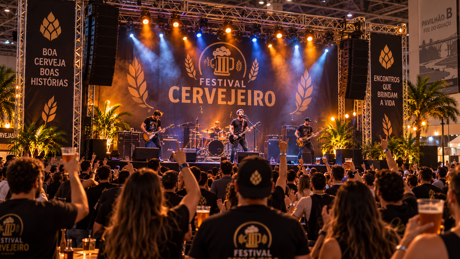 Banda de rock no palco do Festival Cervejeiro